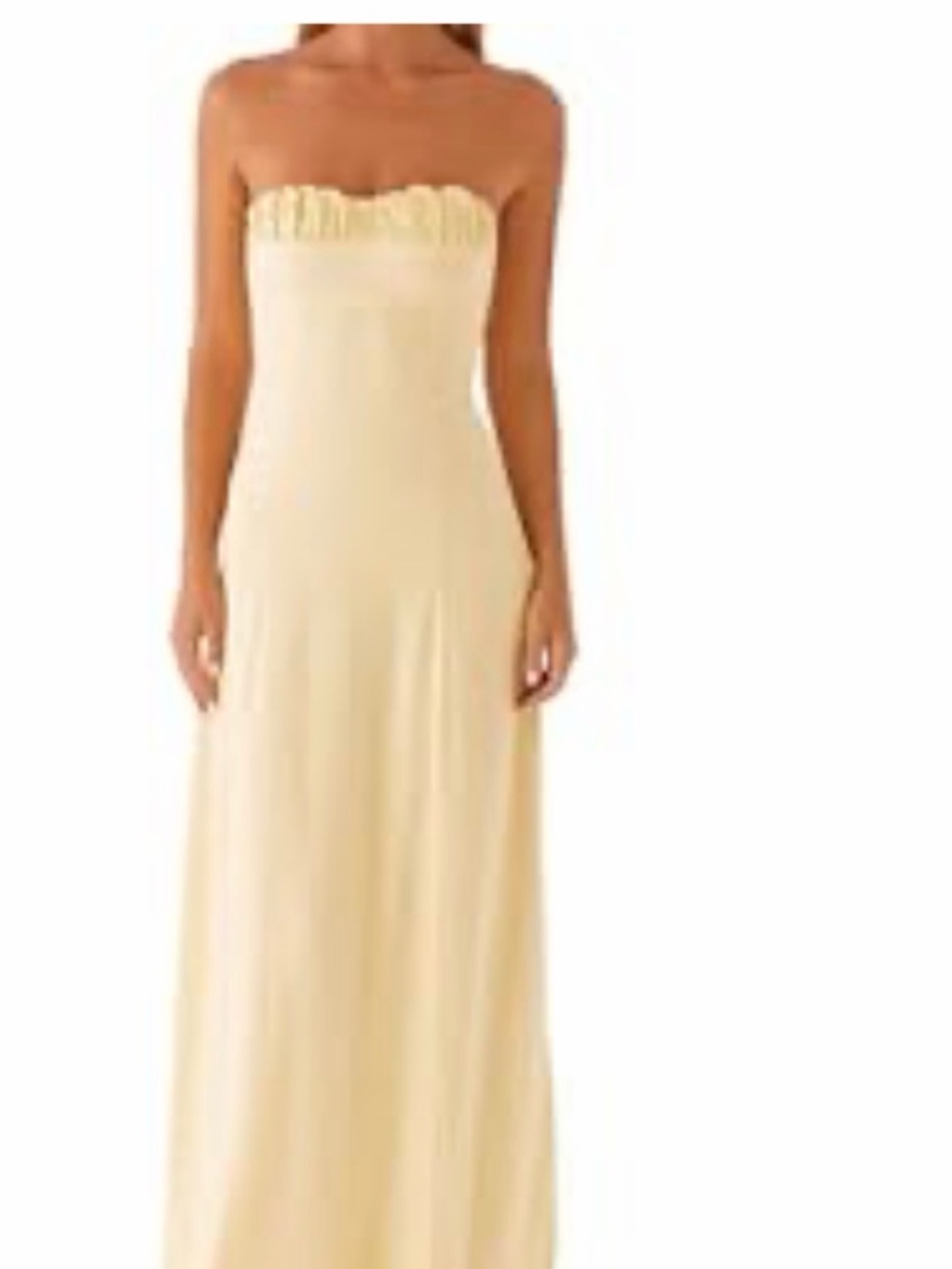Amazon Strapless yellow Maxi Dress with Gathered Bodice